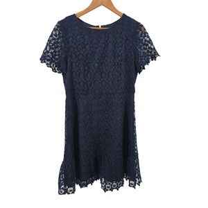 STS Sail to Sable Navy Lace Flutter Sleeve Dress Size 12